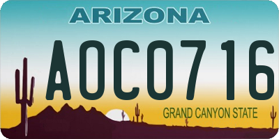 AZ license plate AOC0716