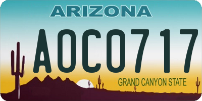AZ license plate AOC0717