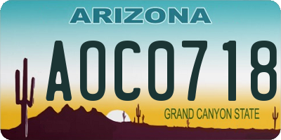 AZ license plate AOC0718