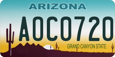 AZ license plate AOC0720