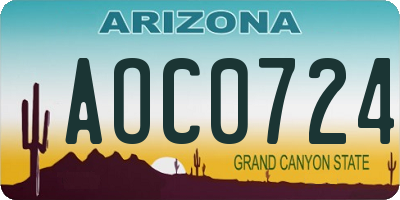 AZ license plate AOC0724
