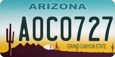 AZ license plate AOC0727
