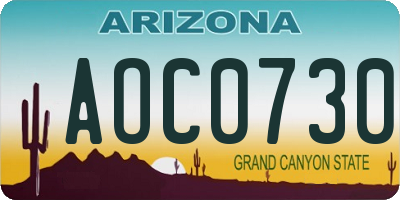 AZ license plate AOC0730