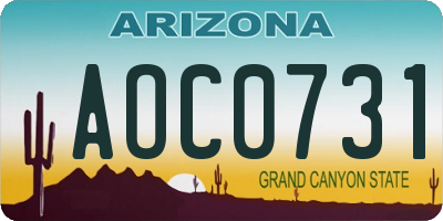 AZ license plate AOC0731