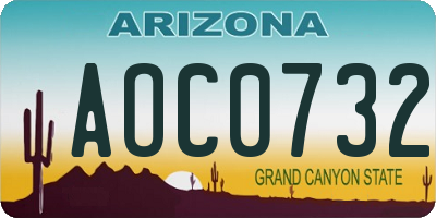 AZ license plate AOC0732