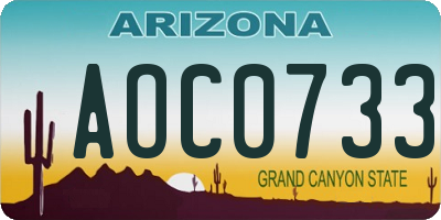 AZ license plate AOC0733