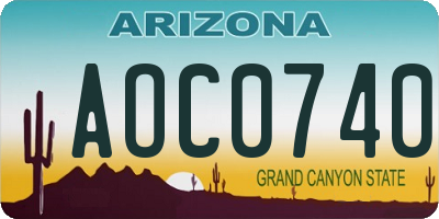 AZ license plate AOC0740