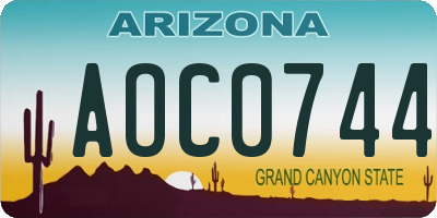 AZ license plate AOC0744