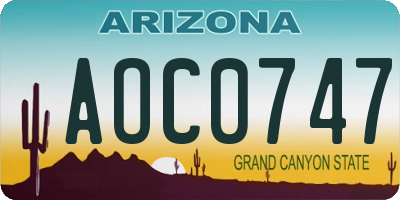 AZ license plate AOC0747