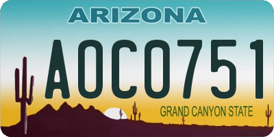 AZ license plate AOC0751