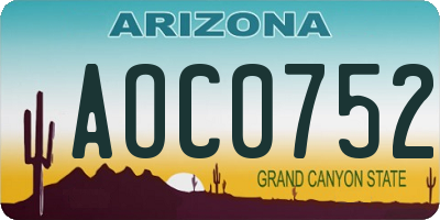 AZ license plate AOC0752