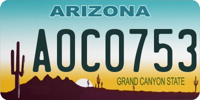 AZ license plate AOC0753