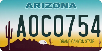 AZ license plate AOC0754