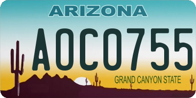 AZ license plate AOC0755