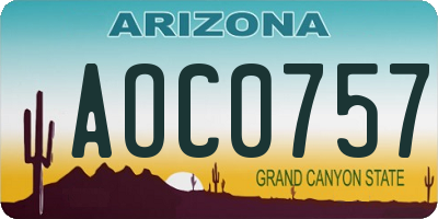 AZ license plate AOC0757