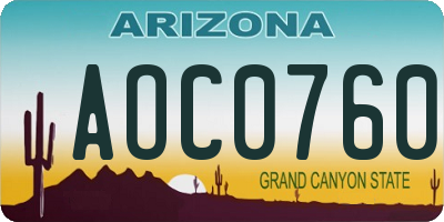 AZ license plate AOC0760