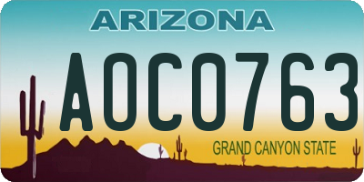 AZ license plate AOC0763