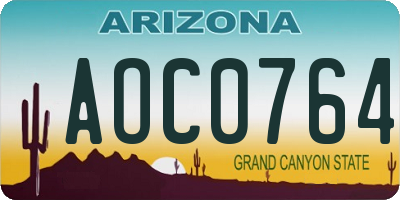 AZ license plate AOC0764