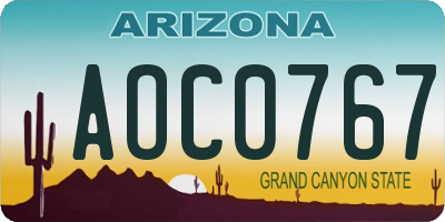 AZ license plate AOC0767