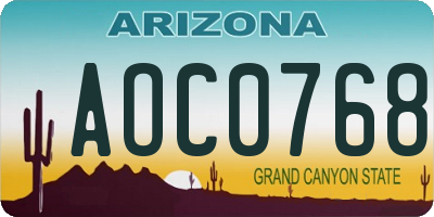 AZ license plate AOC0768