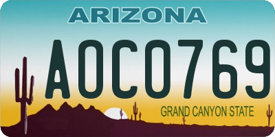 AZ license plate AOC0769
