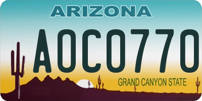 AZ license plate AOC0770