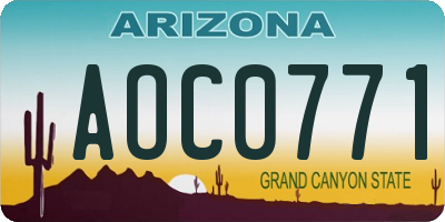 AZ license plate AOC0771
