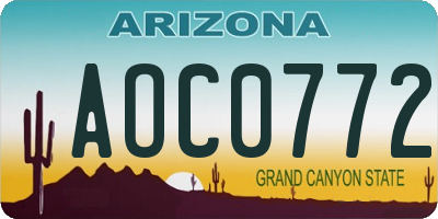 AZ license plate AOC0772