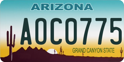 AZ license plate AOC0775