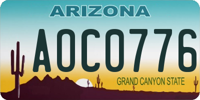 AZ license plate AOC0776