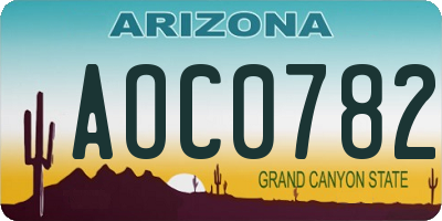 AZ license plate AOC0782
