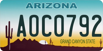 AZ license plate AOC0792
