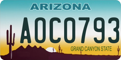 AZ license plate AOC0793