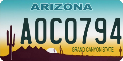 AZ license plate AOC0794