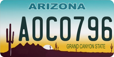 AZ license plate AOC0796
