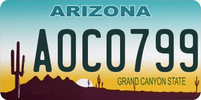 AZ license plate AOC0799