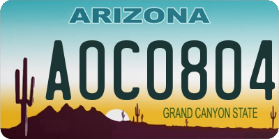 AZ license plate AOC0804