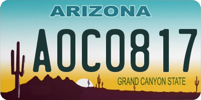 AZ license plate AOC0817