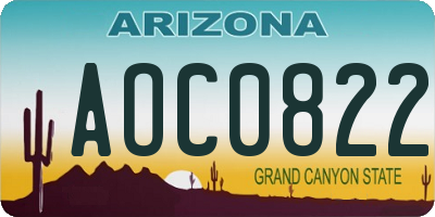 AZ license plate AOC0822