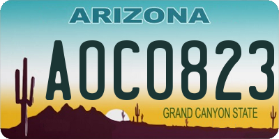 AZ license plate AOC0823