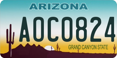 AZ license plate AOC0824