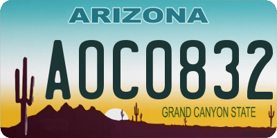 AZ license plate AOC0832
