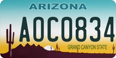 AZ license plate AOC0834
