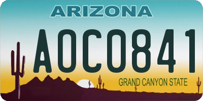 AZ license plate AOC0841