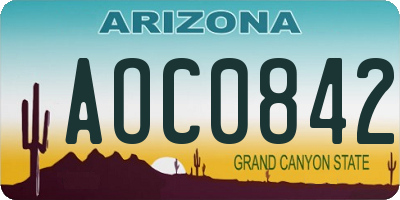 AZ license plate AOC0842