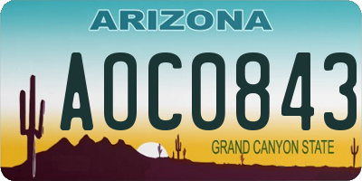 AZ license plate AOC0843