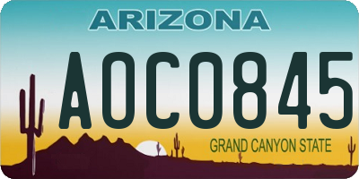 AZ license plate AOC0845