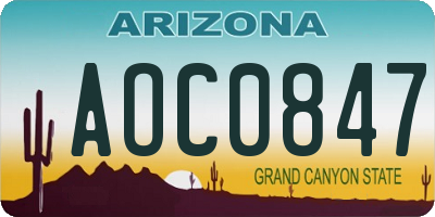 AZ license plate AOC0847