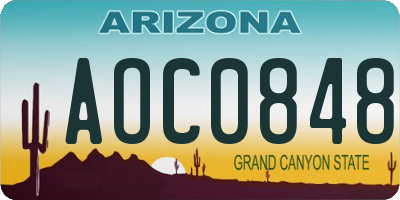 AZ license plate AOC0848