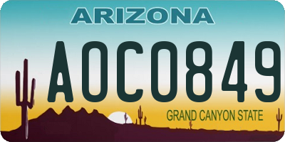 AZ license plate AOC0849